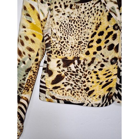 A Leslie Fay Vintage Women's Blazer Jacket Animal Print Office Siren Corpcore 8 - Picture 4 of 8